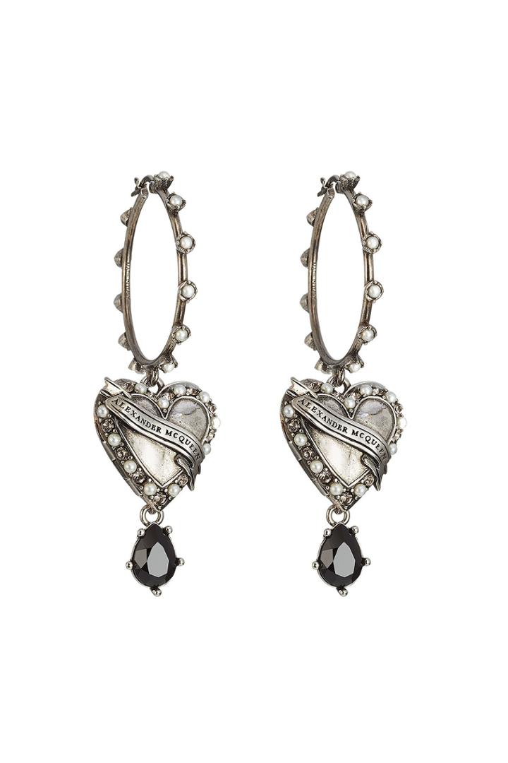Alexander Mcqueen Alexander Mcqueen Heart Embellished Locket Earring
