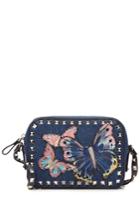 Valentino Valentino Rockstud Butterfly Denim Camera Bag - Blue