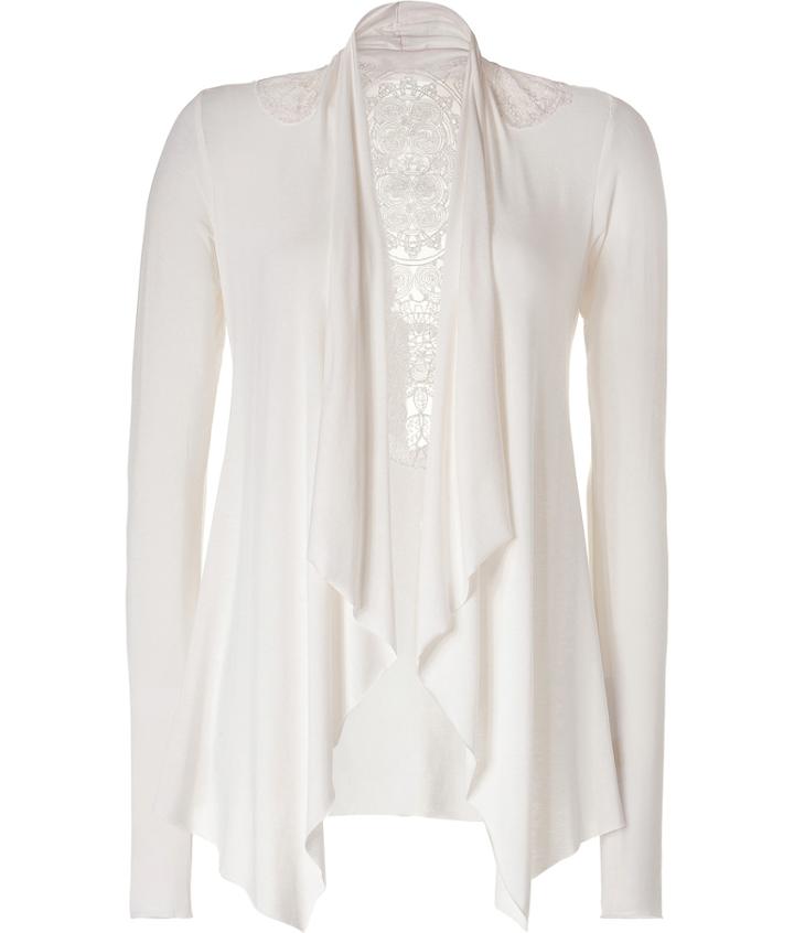 Cream Sewing Circle Cardigan with Lace Detailing