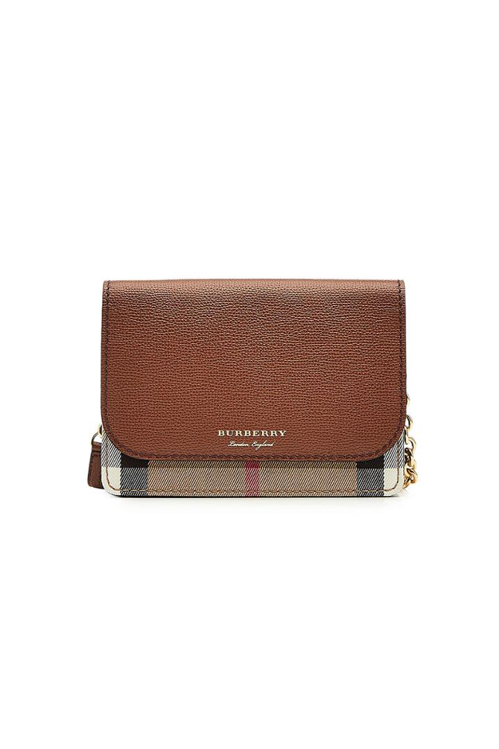 Burberry Burberry Hampshire Mini Shoulder Bag With Leather And Checked Fabric