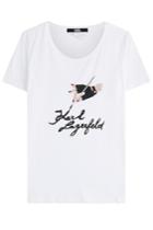 Karl Lagerfeld Karl Lagerfeld Painted Karl Signature Cotton T-shirt - White