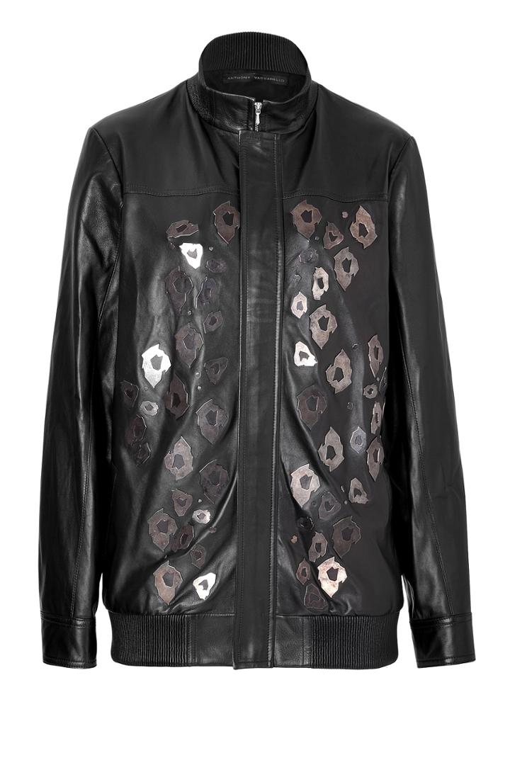 Anthony Vaccarello Anthony Vaccarello Embellished Leather Jacket - Black