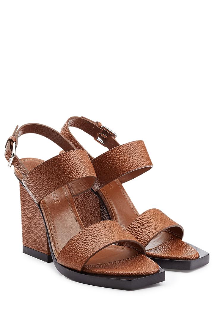 Jil Sander Jil Sander Block Heel Leather Sandals - Camel