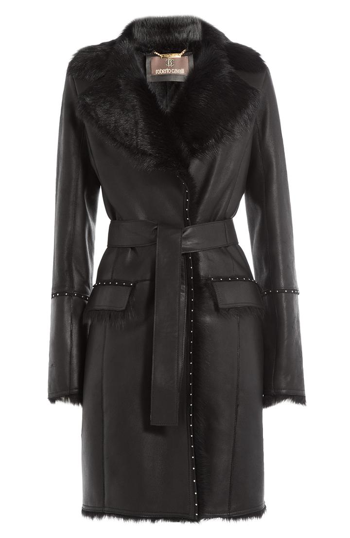 Roberto Cavalli Stud-embellished Leather Coat