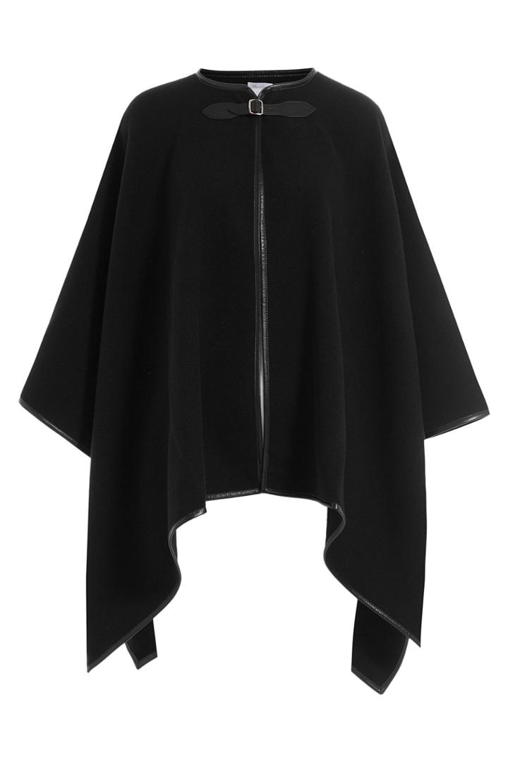 Max Mara Max Mara Wool Cape With Leather Trim - Black