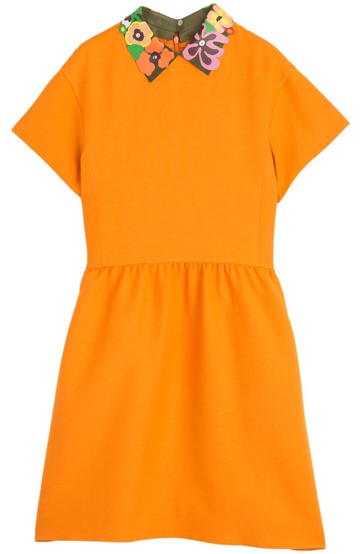 Valentino Crepe Couture Dress With Decorative Collar