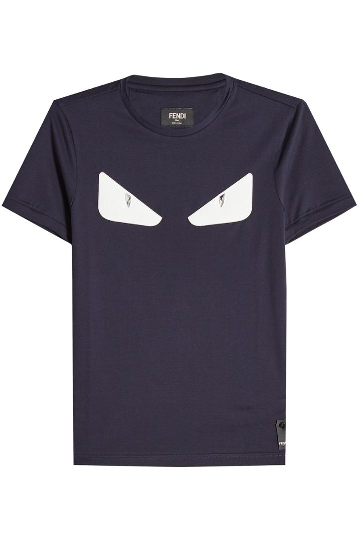 Fendi Fendi Cotton T-shirt With Leather Eyes