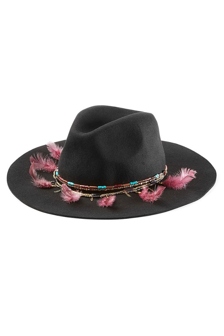 Ale By Alessandra Ale By Alessandra Wool Hat With Feather Embellished Band - Black