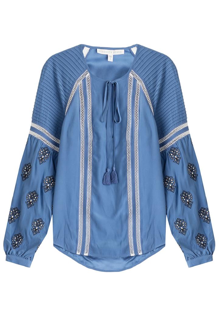 Veronica Beard Veronica Beard Alpine Embellished Silk Blouse