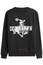 Off White Off White Cotton Sweatshirt With Downtown Print - Black
