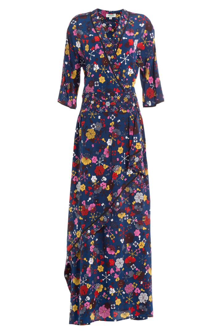 Kenzo Kenzo Floor-length Printed Silk Maxi Dress - Blue