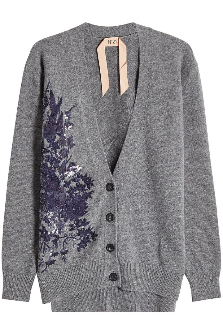 N 21 N&deg;21 Wool Cardigan With Sequins And Embroidery