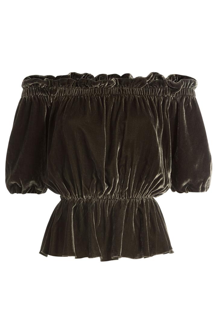 Warm Warm Velvet Bardot Top With Silk