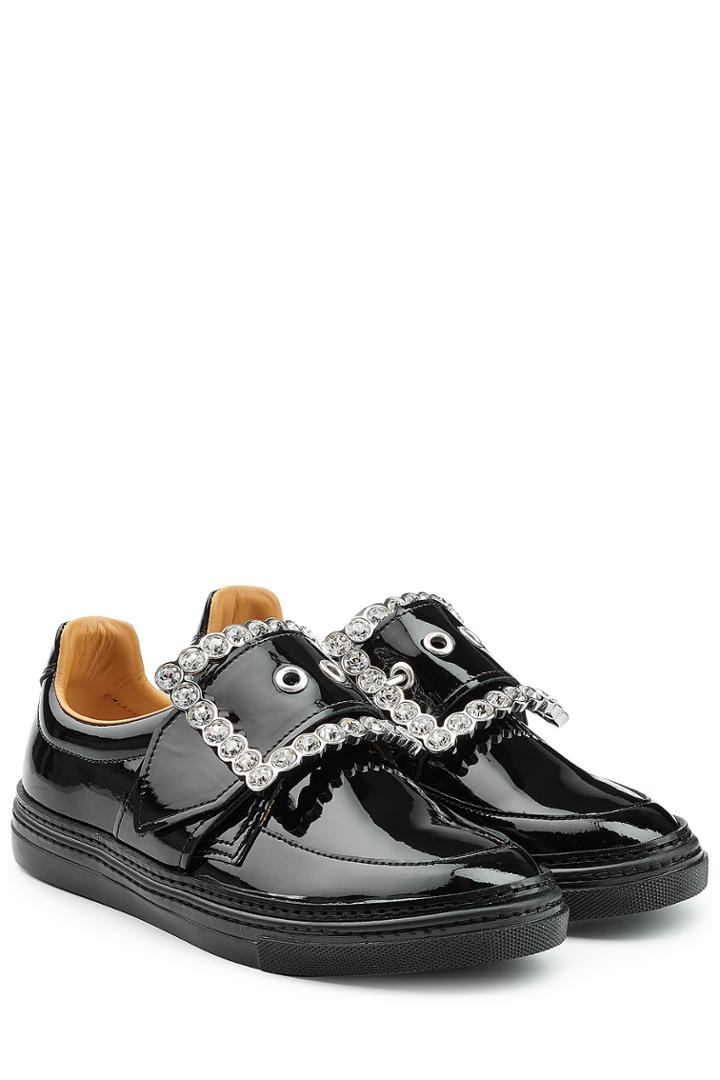 Maison Margiela Maison Margiela Patent Leather Buckle Front Sneakers - Black