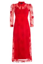 Simone Rocha Simone Rocha Dress With Sheer Floral Overlay - Red