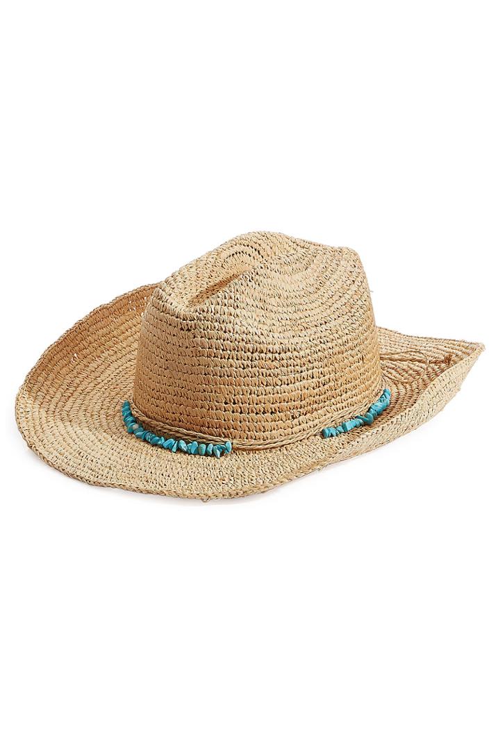 Melissa Odabash Melissa Odabash Raffia Hat With Beaded Band - Beige