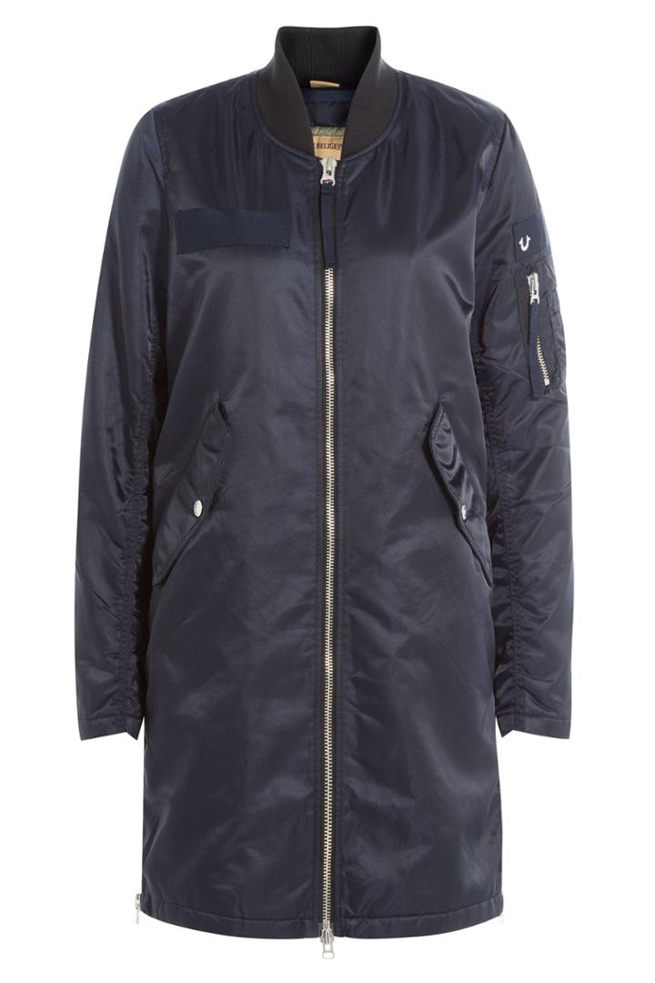 True Religion True Religion Bomber-style Long Jacket - Blue