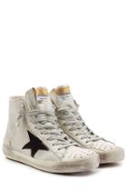 Golden Goose Golden Goose Francy Mesh And Leather High-top Sneakers - White