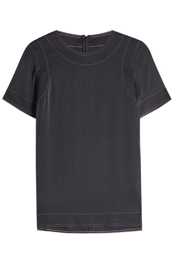 Dkny Dkny Silk Top With Contrast Stitching - Black