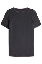 Dkny Dkny Silk Top With Contrast Stitching - Black