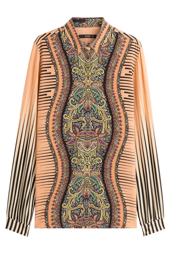 Etro Etro Printed Silk Blouse With Ruffled Collar - Multicolor