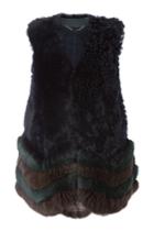 Fendi Fendi Shearling Vest With Fox Fur And Leather - Blue