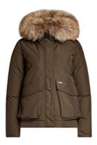 Woolrich Woolrich Short Military Down Parka With Fur-trimmed Hood