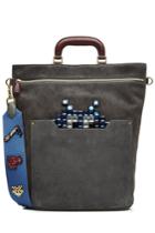 Anya Hindmarch Anya Hindmarch Space Invaders Orsett Suede Tote - Blue