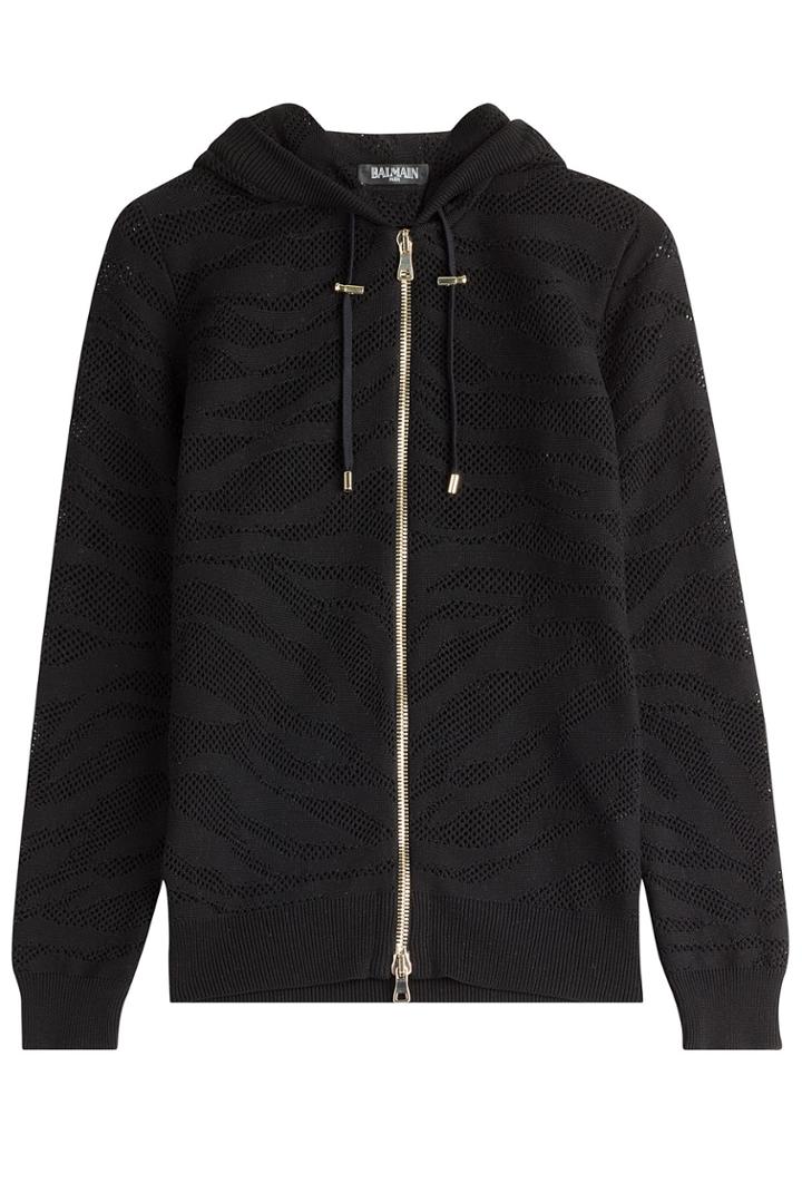 Balmain Balmain Knitted Cotton Hoody - Black