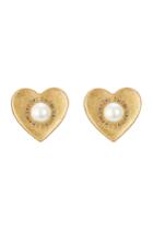 Marc Jacobs Marc Jacobs Heart Earrings With Faux Pearls - Gold