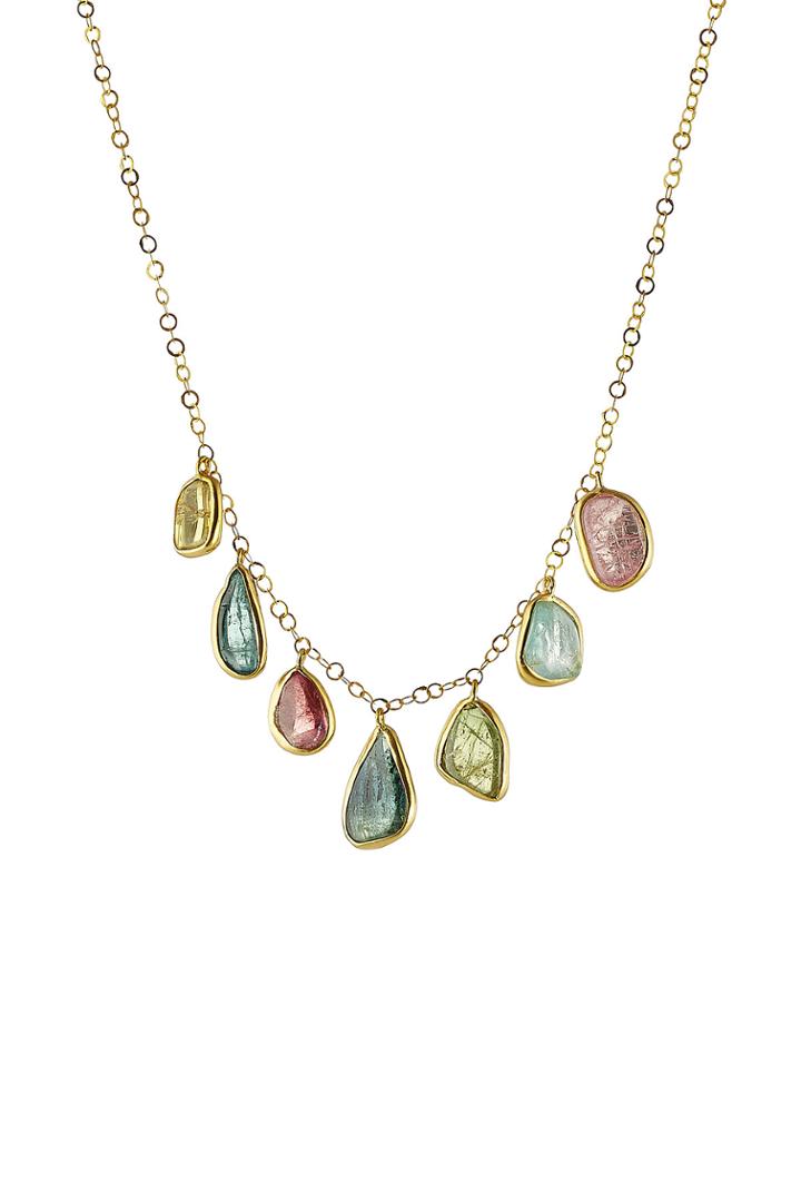 Pippa Small Pippa Small Tumbled Seven Stone 18kt Gold Necklace With Tourmaline - Multicolor