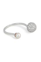 Delfina Delettrez Delfina Delettrez 18kt White Gold Sphere Ring With White Diamonds And Pearl - Silver