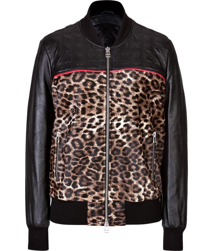 Faith Connexion Leopard Print And Leather Baseball Jacket