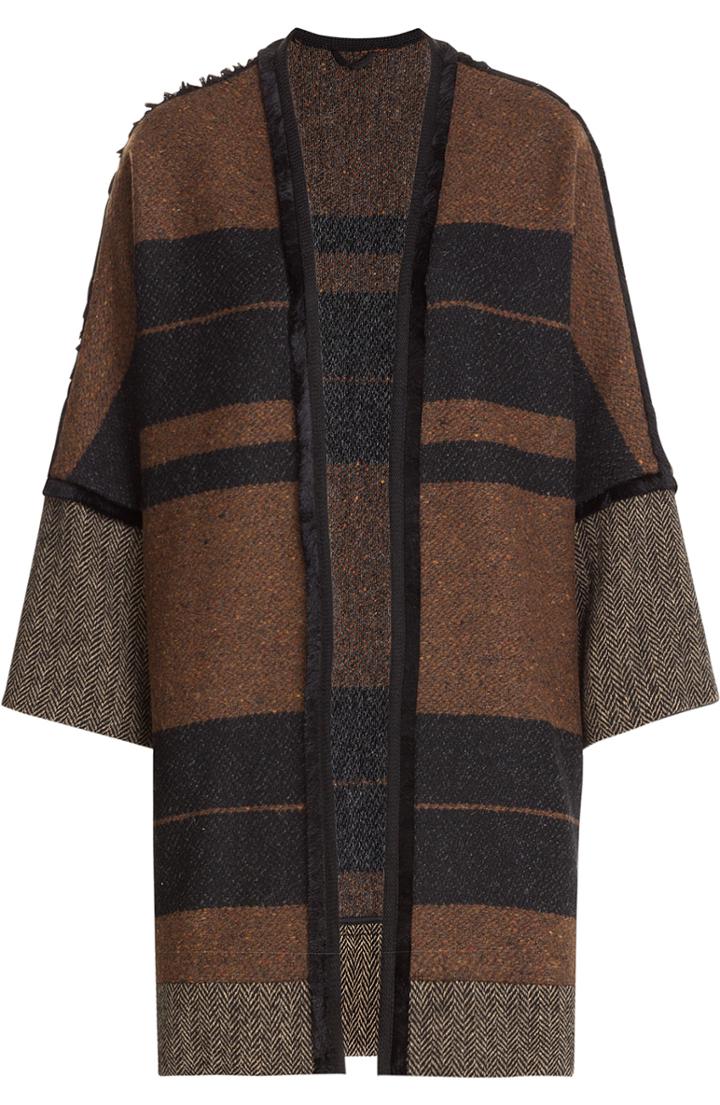 Etro Wool-cotton Cape With Silk Fringe