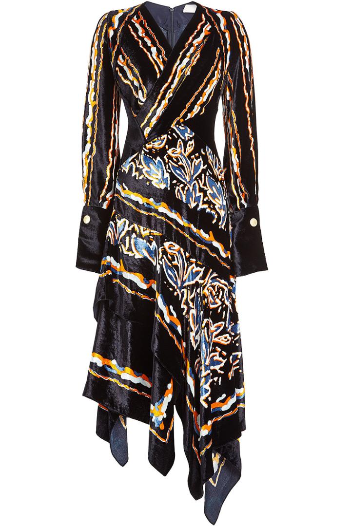 Peter Pilotto Peter Pilotto Printed Velvet Dress With Silk