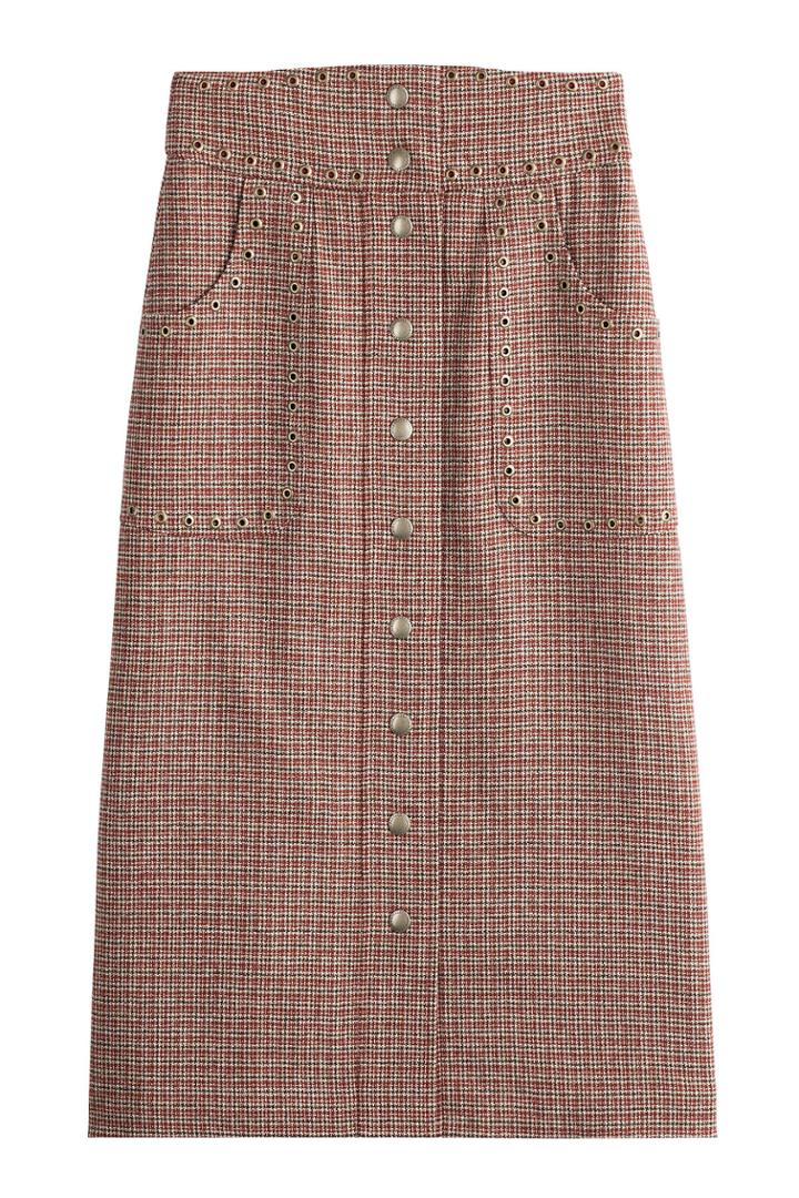 R.e.d. Valentino R.e.d. Valentino Wool Plaid Mid-length Skirt With Eyelet Embellishment - None