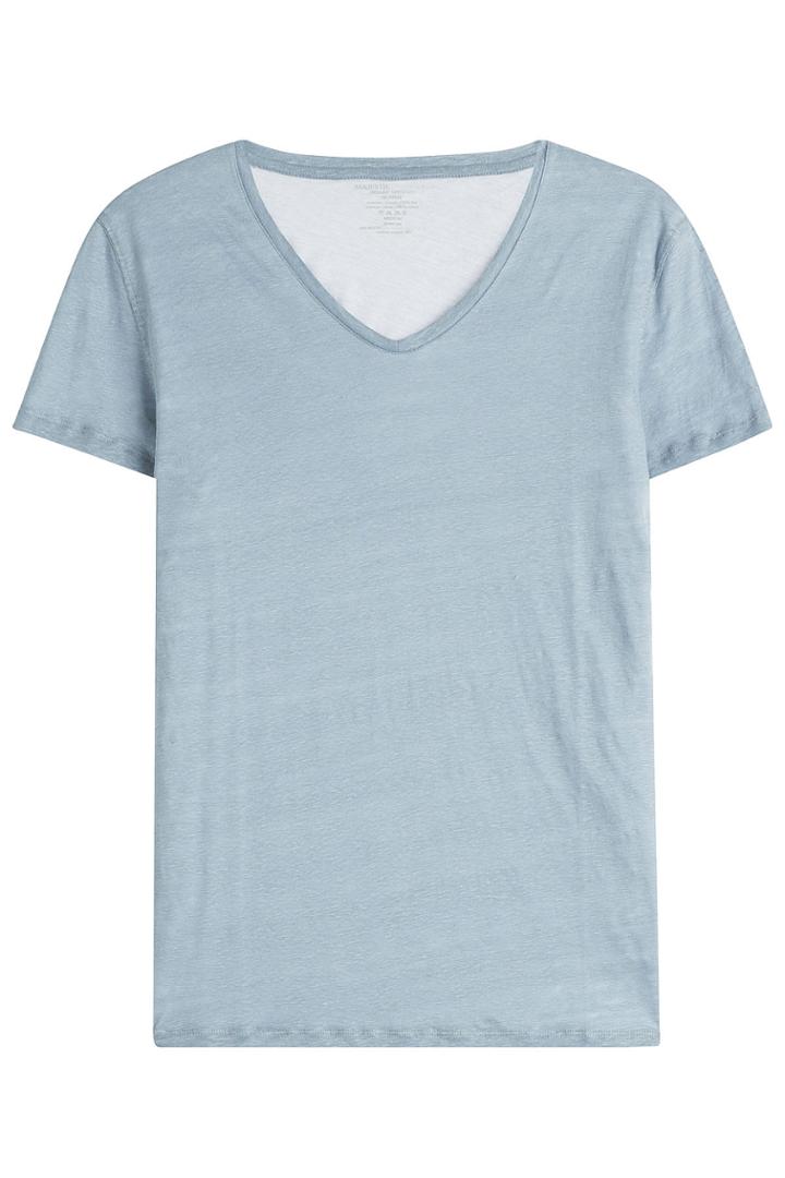 Majestic Majestic Layered Cotton T-shirt With V-neckline - Turquoise