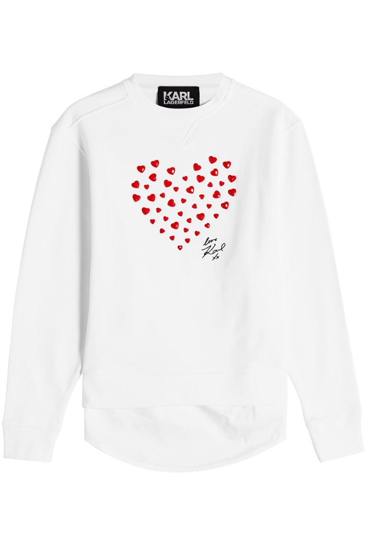 Karl Lagerfeld Karl Lagerfeld Karl Love Embellished Cotton Sweatshirt