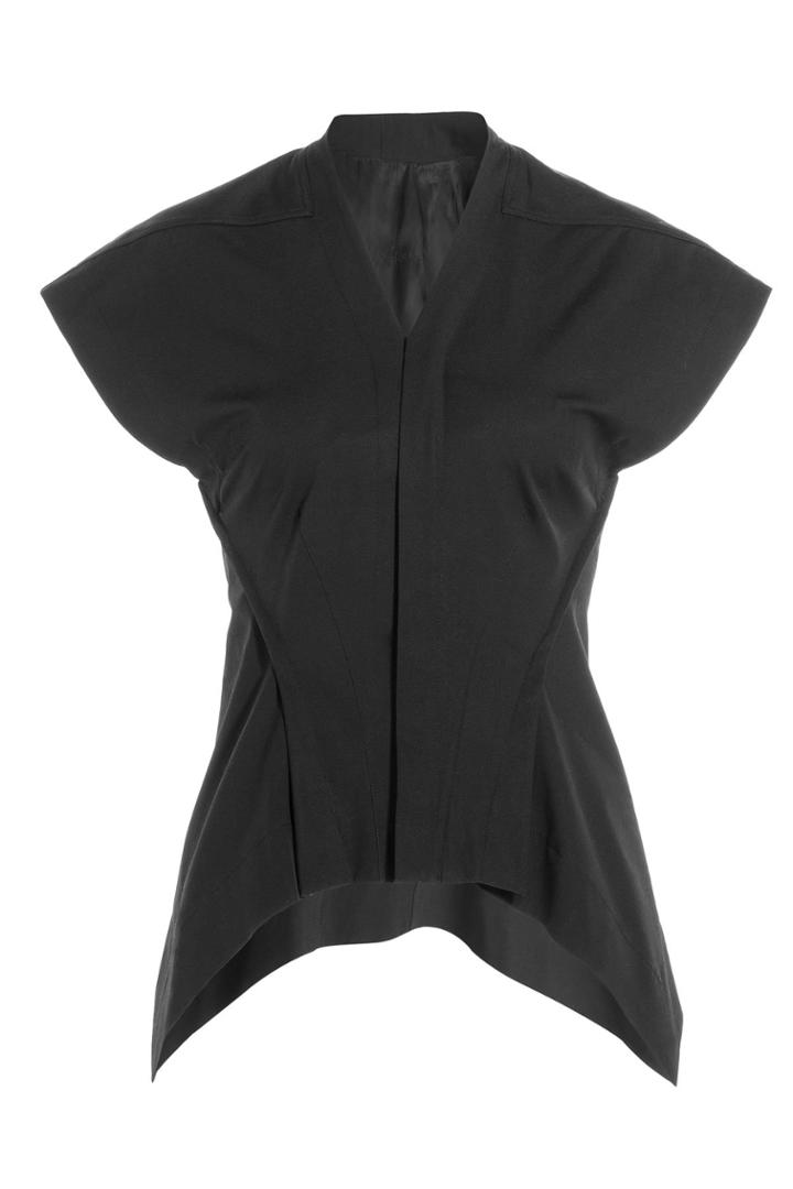 Rick Owens Rick Owens Cotton Top With Asymmetric Hem - Black