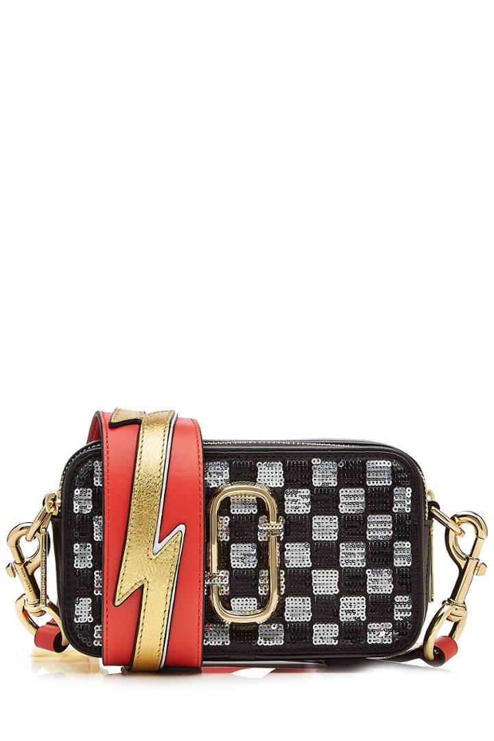 Marc Jacobs Marc Jacobs Snapshot Sequins Checker Leather Shoulder Bag - Multicolor