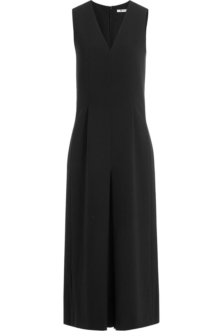 T By Alexander Wang T By Alexander Wang Stretch Twill V-neck Dress - Black
