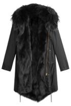 Barbed Barbed Cotton Parka With Fox Fur Lining - Black