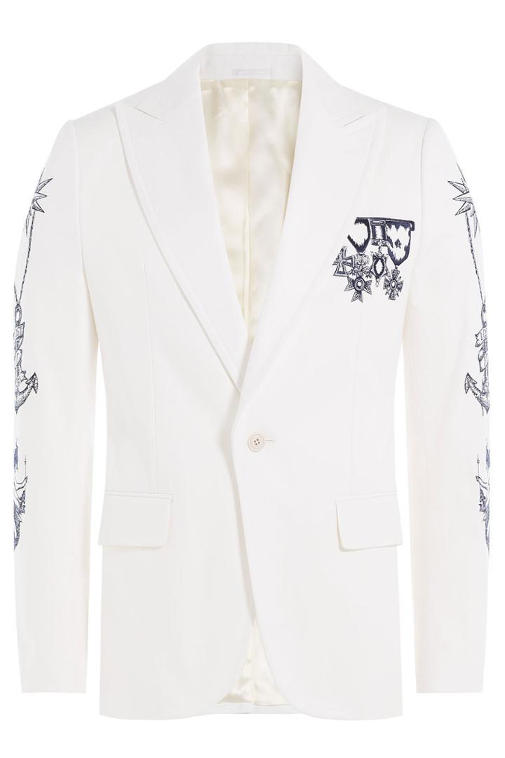 Alexander Mcqueen Alexander Mcqueen Embroidered Cotton Blazer - Multicolored