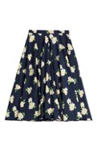 Michael Kors Navy Floral Silk Skirt