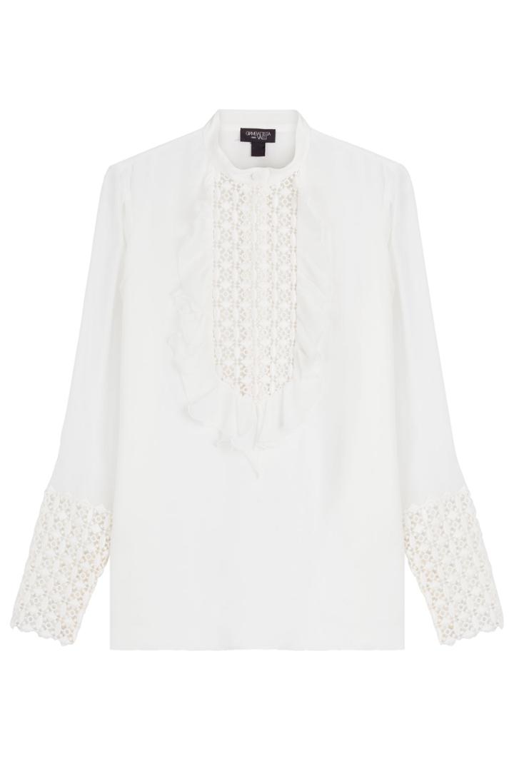 Giambattista Valli Giambattista Valli Silk Blouse With Embroidered Cut-out Detail - White