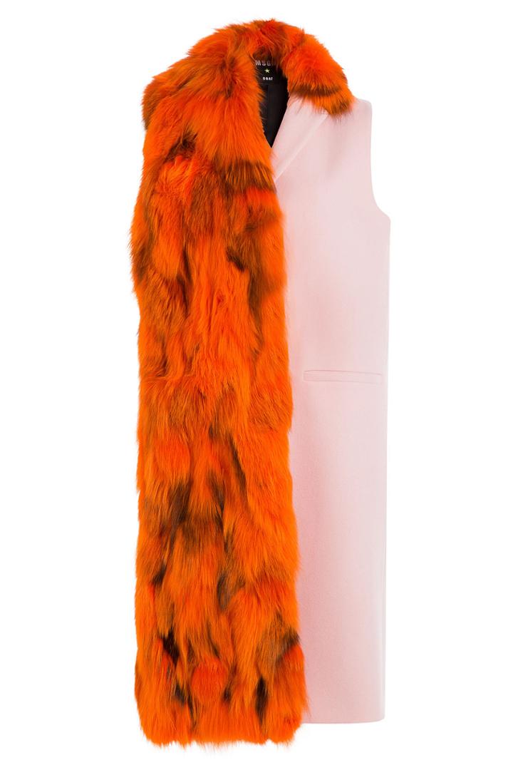 Msgm Msgm Wool Vest With Fox Fur - Multicolor