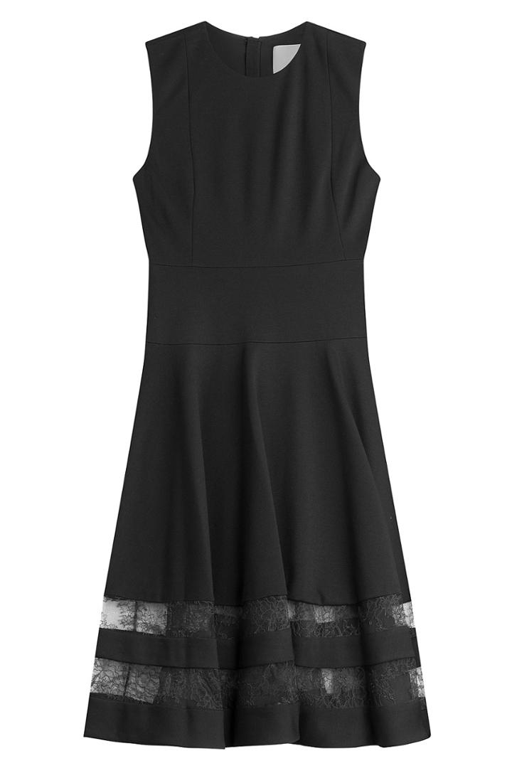 Jason Wu Jason Wu Flared Sheath With Lace Paneling - Black