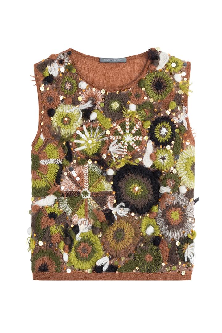 Alberta Ferretti Alberta Ferretti Embellished Top With Mohair - Multicolor