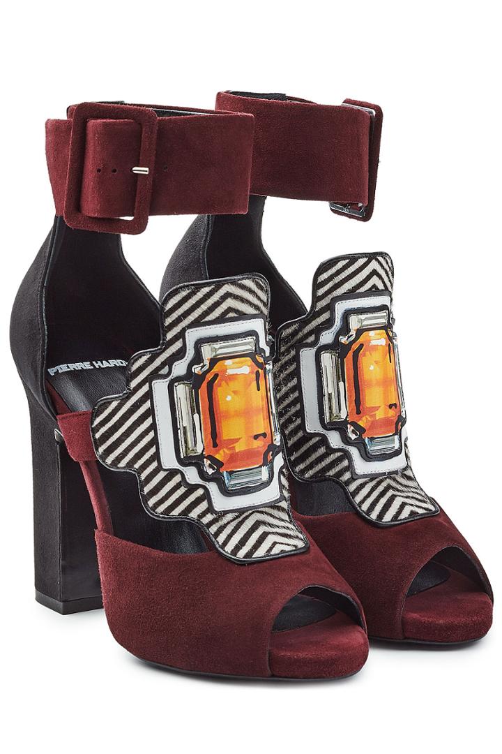 Pierre Hardy Pierre Hardy Suede Sandals With Printed Applique - Red