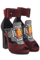 Pierre Hardy Pierre Hardy Suede Sandals With Printed Applique - Red